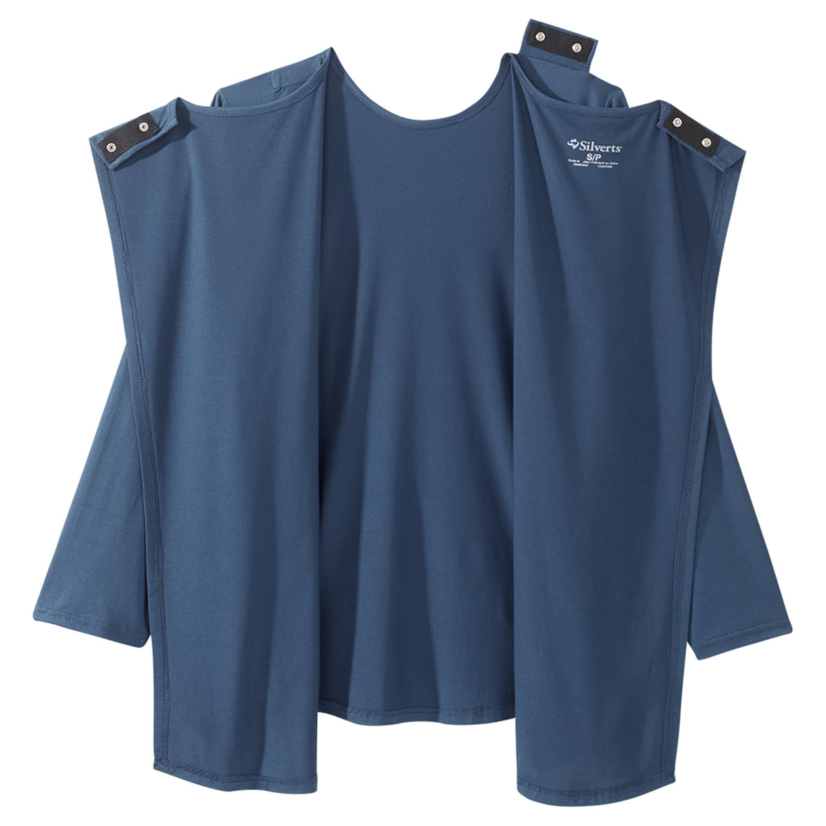 Adaptive Shirt Silverts® Medium Navy Blue Without Pockets Long Sleeve Female