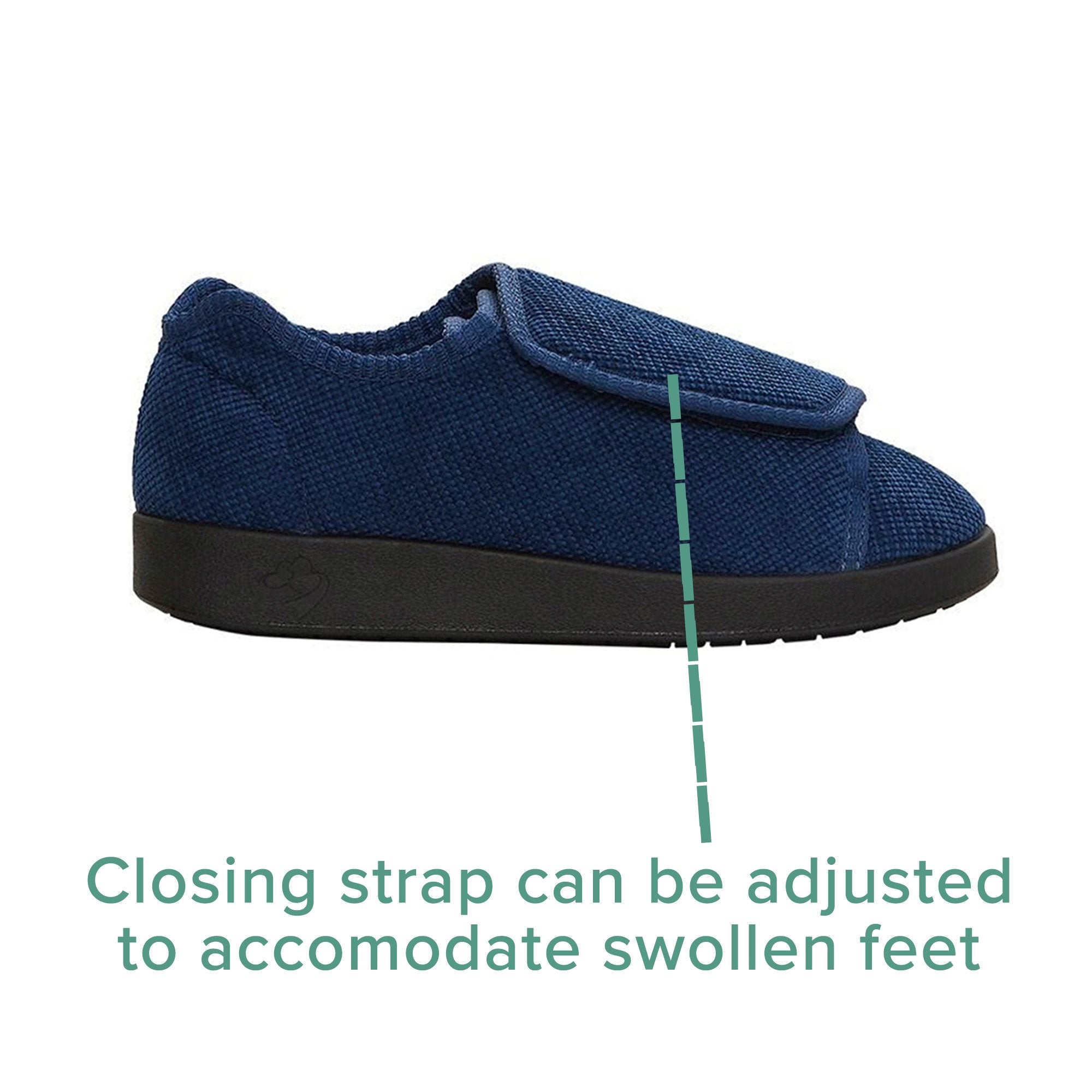 Silverts® Women's Double Extra Wide Easy Closure Slippers, Navy Blue, Size 11