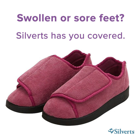 Silverts® Women's Double Extra Wide Easy Closure Slippers, Dusty Rose, Size 7