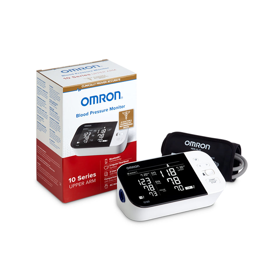 Home Automatic Digital Blood Pressure Monitor Omron 10 Series® Wide Range Cloth Fabric Cuff 23 - 43 cm Desk Model