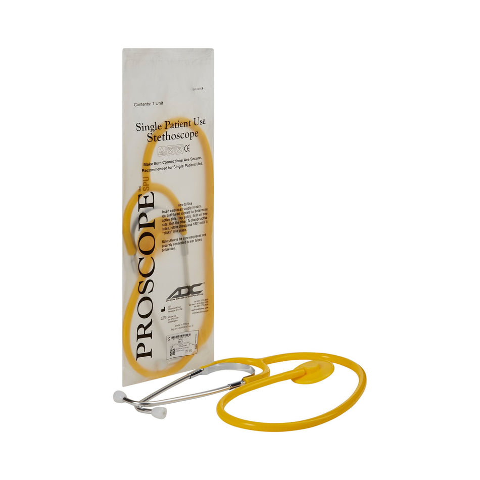 Disposable Stethoscope Proscope™ 664 Yellow 1-Tube 22 Inch Tube Single Sided Chestpiece