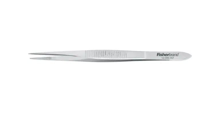 Tweezers Fisherbrand™ Medium Stainless Steel NonSterile NonLocking Thumb Handle Straight Fine, Serrated Tips