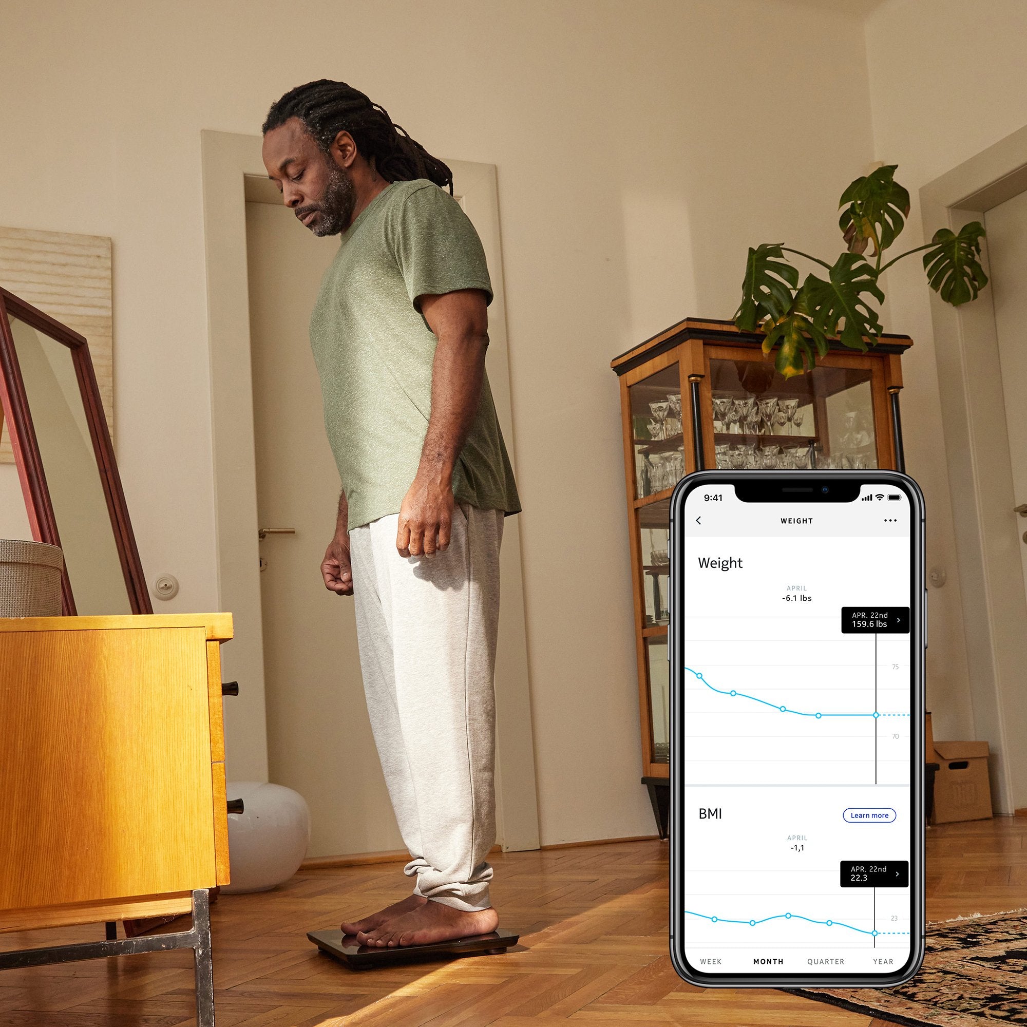 Floor Scale Withings Digital Display 5 -> 180kg (9 -> 396lb) Black Battery Operated