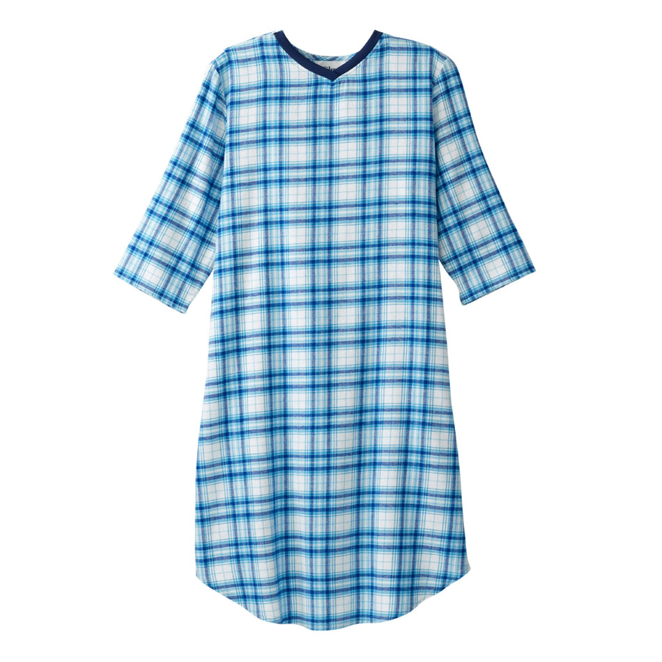 Silverts® Shoulder Snap Patient Exam Gown, X-Large, Turquoise Plaid