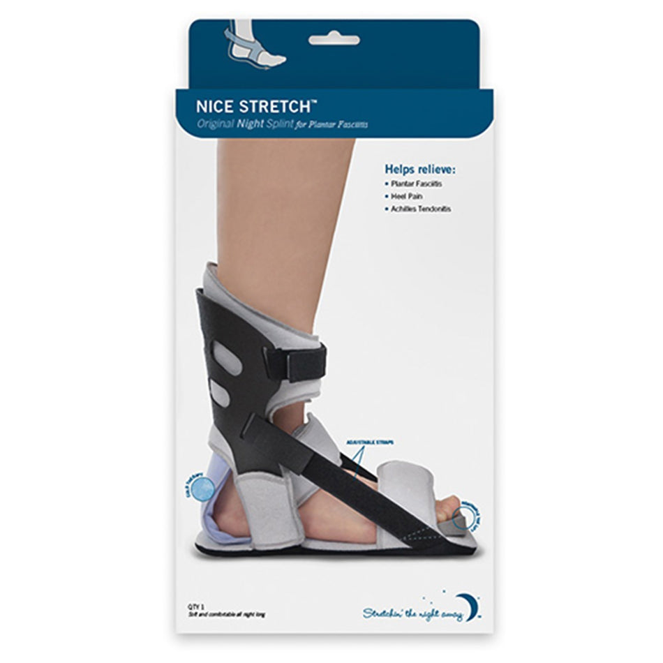 Plantar Fasciitis Night Splint with Ice Pack Nice Stretch® Original with Polar Ice® Large Buckle / Hook and Loop Closure Male 9 to 11 / Female 10 to 12 Left or Right Foot