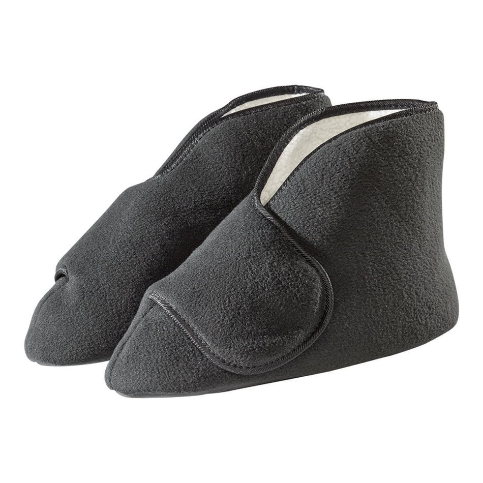Diabetic Bootie Slippers Silverts® Unisex Adult 2X-Large / X-Wide Hard Sole Single Patient Use Black