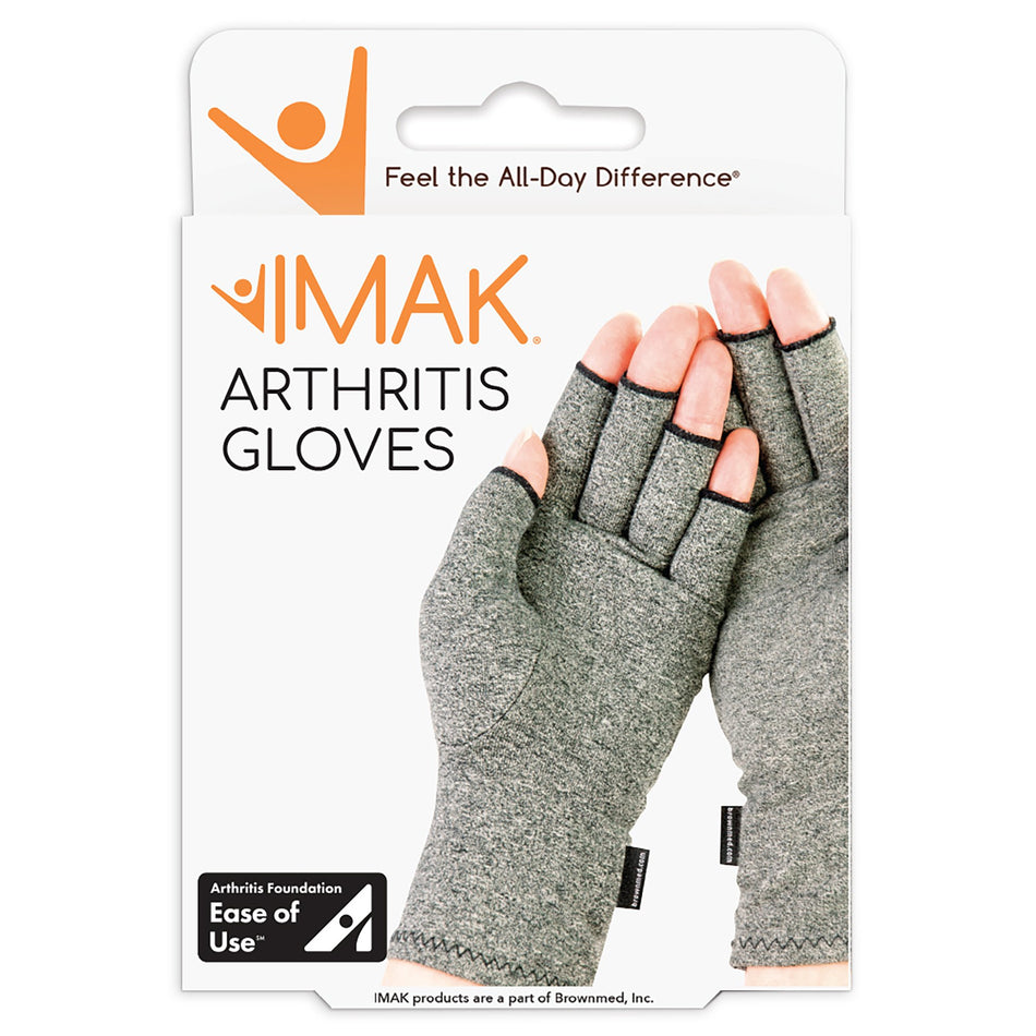 Arthritis Glove IMAK® Compression Open Finger Medium Over-the-Wrist Length Hand Specific Pair Cotton / Lycra®
