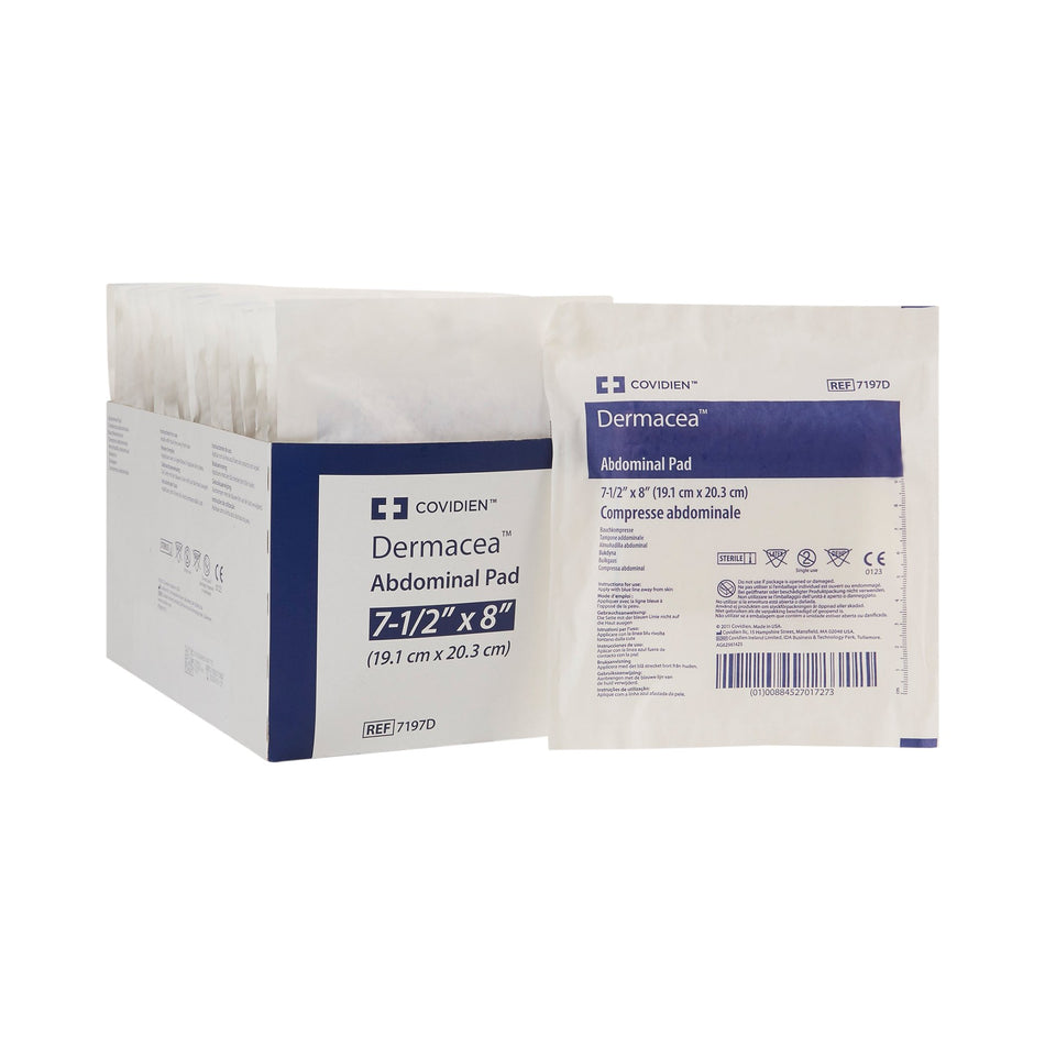 Abdominal Pad Dermacea™ 7-1/2 X 8 Inch 1 per Pack Sterile Rectangle