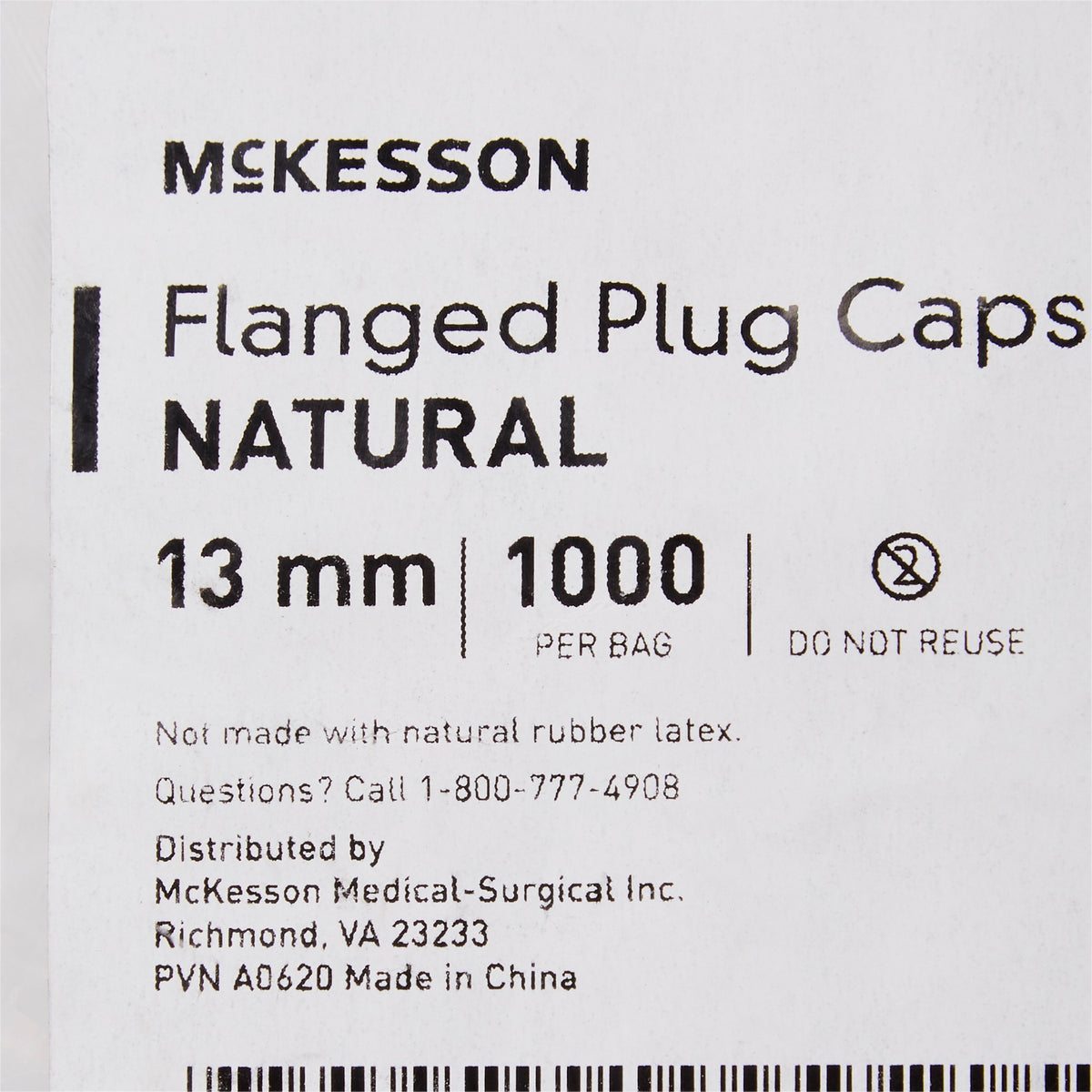 McKesson Tube Closure Polyethylene Flanged Plug Cap Natural 13 mm For Use with 13 mm Blood Drawing Tubes, Glass Test Tubes, Plastic Culture Tubes NonSterile
