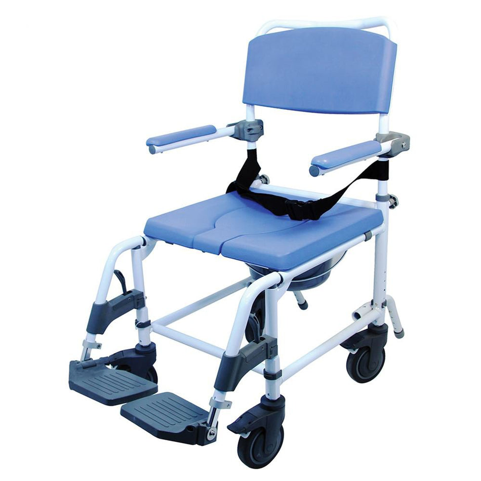 Commode / Shower Chair Healthline® EZee Life Padded Flip-Back Arms Aluminum Frame Padded Backrest 22 Inch Seat Width 440 lbs. Weight Capacity