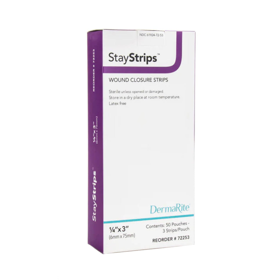 Skin Closure Strip StayStrips® 1/4 X 3 Inch Nonwoven Material Flexible Strip White