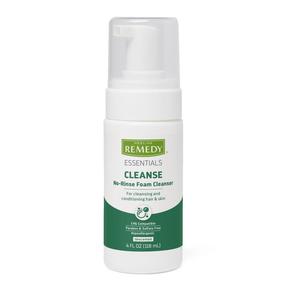 Rinse-Free Cleanser Medline Remedy Essential Foaming 4 oz. Pump Bottle Unscented