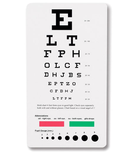Eye Chart 6 Foot Distance Acuity Test - Diagnostic Instruments and Supplies>Optometry>Exam Charts - Prestige Medical