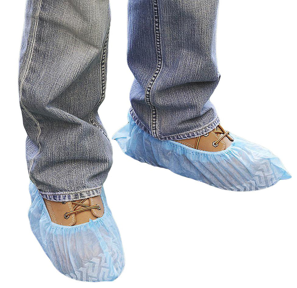 Non-medical Shoe Cover Bootie Butler™ One Size Fits Most Shoe High Nonskid Sole Blue NonSterile