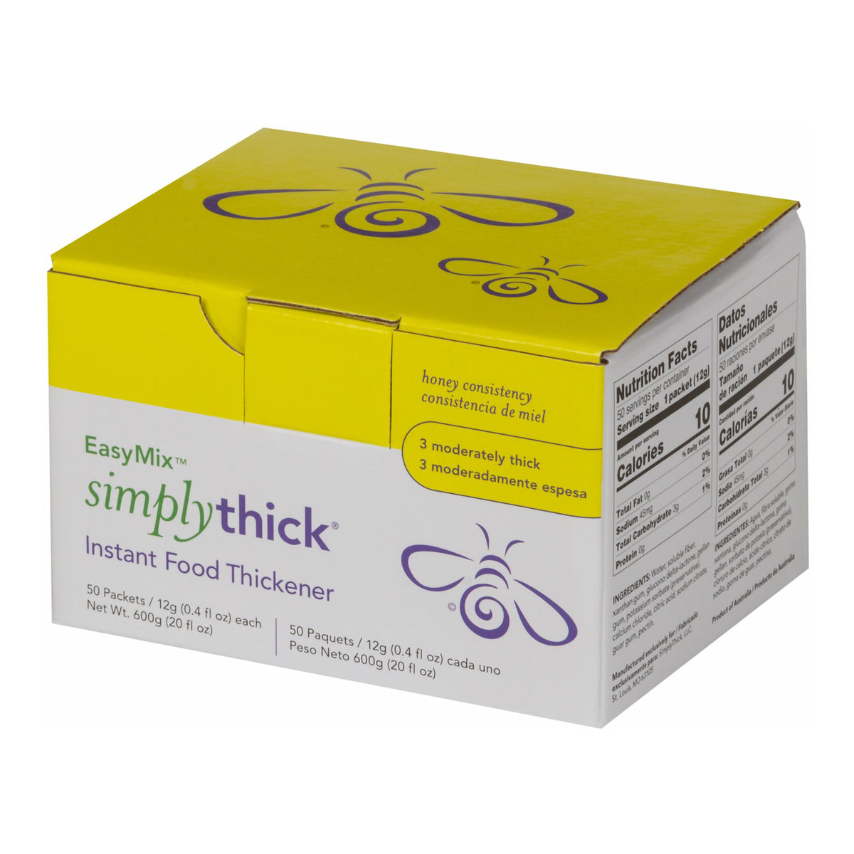 Food and Beverage Thickener SimplyThick® Easy Mix 12 Gram Individual Packet Unflavored Powder IDDSI Level 3 Moderately Thick/Liquidized
