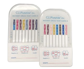 Drugs of Abuse Test Kit CLIAwaived™ AMP, BAR, BUP, BZO, COC, mAMP/MET, MDMA, MTD, OPI300, OXY, PCP, THC 25 Tests CLIA Waived