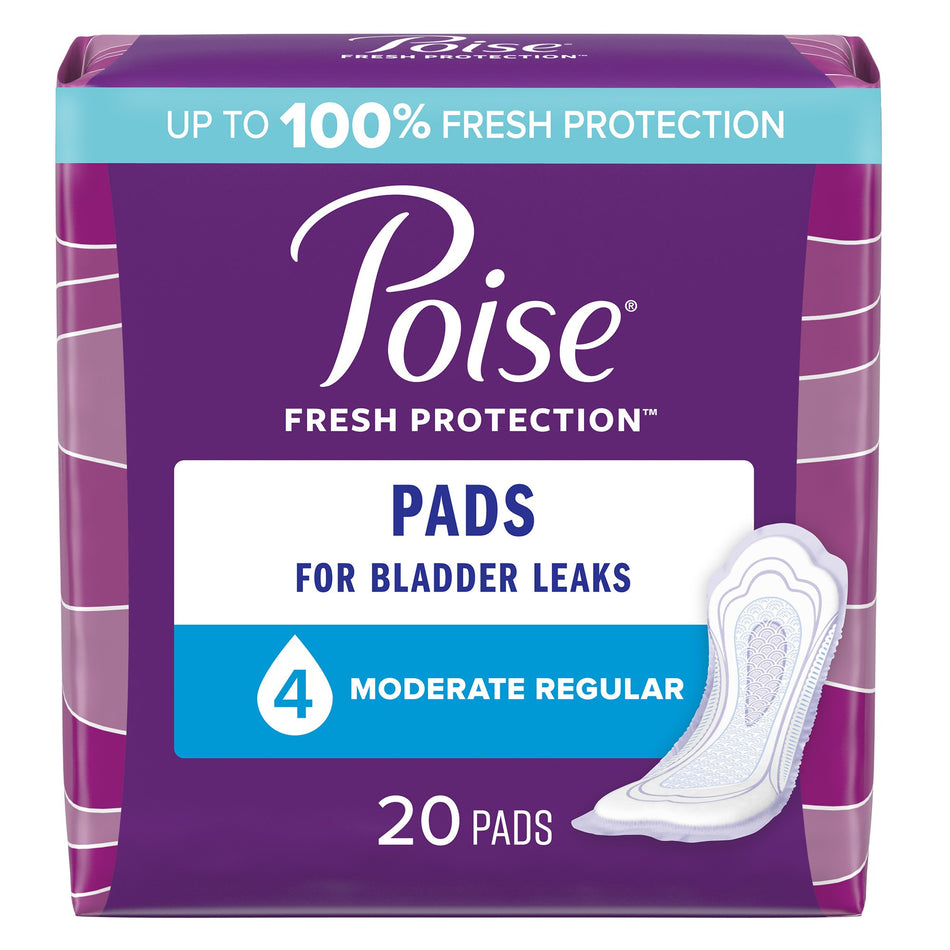 Bladder Control Pad Poise® Fresh Protection™ 10.9 Inch Length Moderate Absorbency Sodium Polyacrylate Core Regular