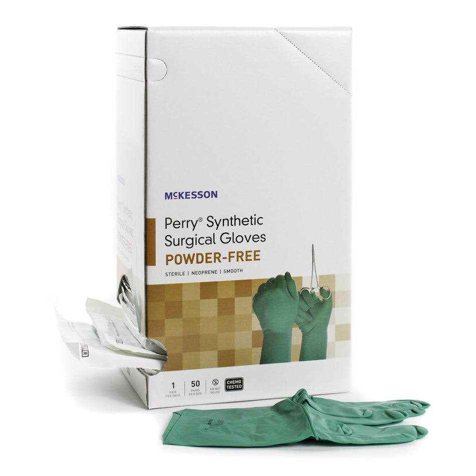Surgical Glove McKesson Perry® Performance Plus Size 9 Sterile Polychloroprene Standard Cuff Length Smooth Dark Green Chemo Tested