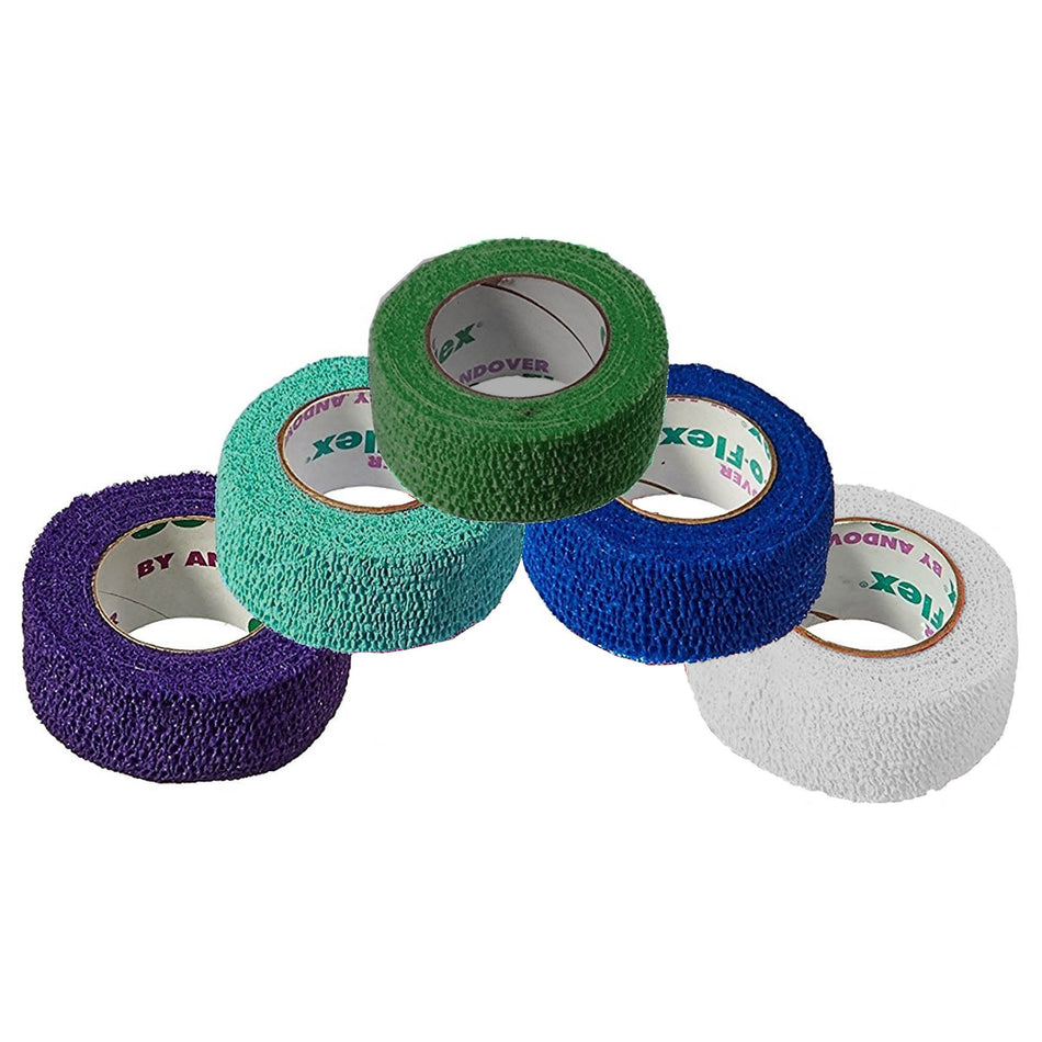 Cohesive Bandage CoFlex® NL 1 Inch X 5 Yard Self-Adherent Closure Teal / Blue / White / Purple / Green NonSterile 12 lbs. Tensile Strength