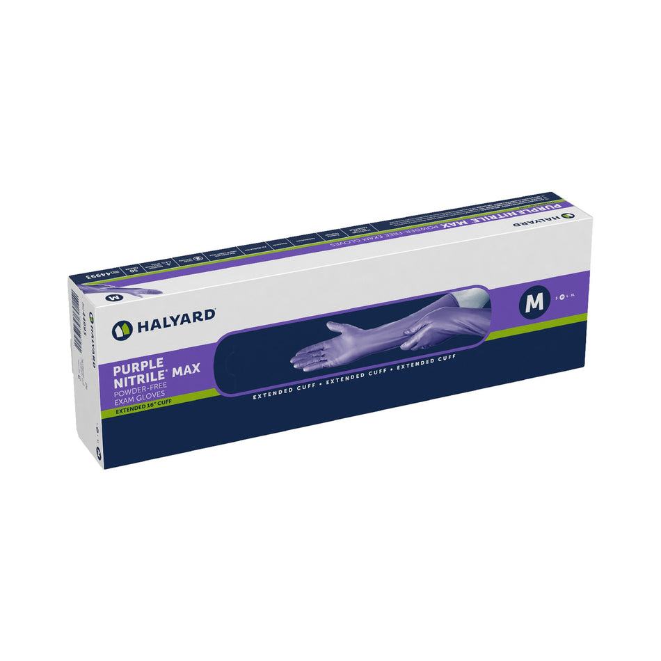 Exam Glove Purple Nitrile Max™ Medium NonSterile Nitrile Extended Cuff Length Fully Textured Purple Not Rated