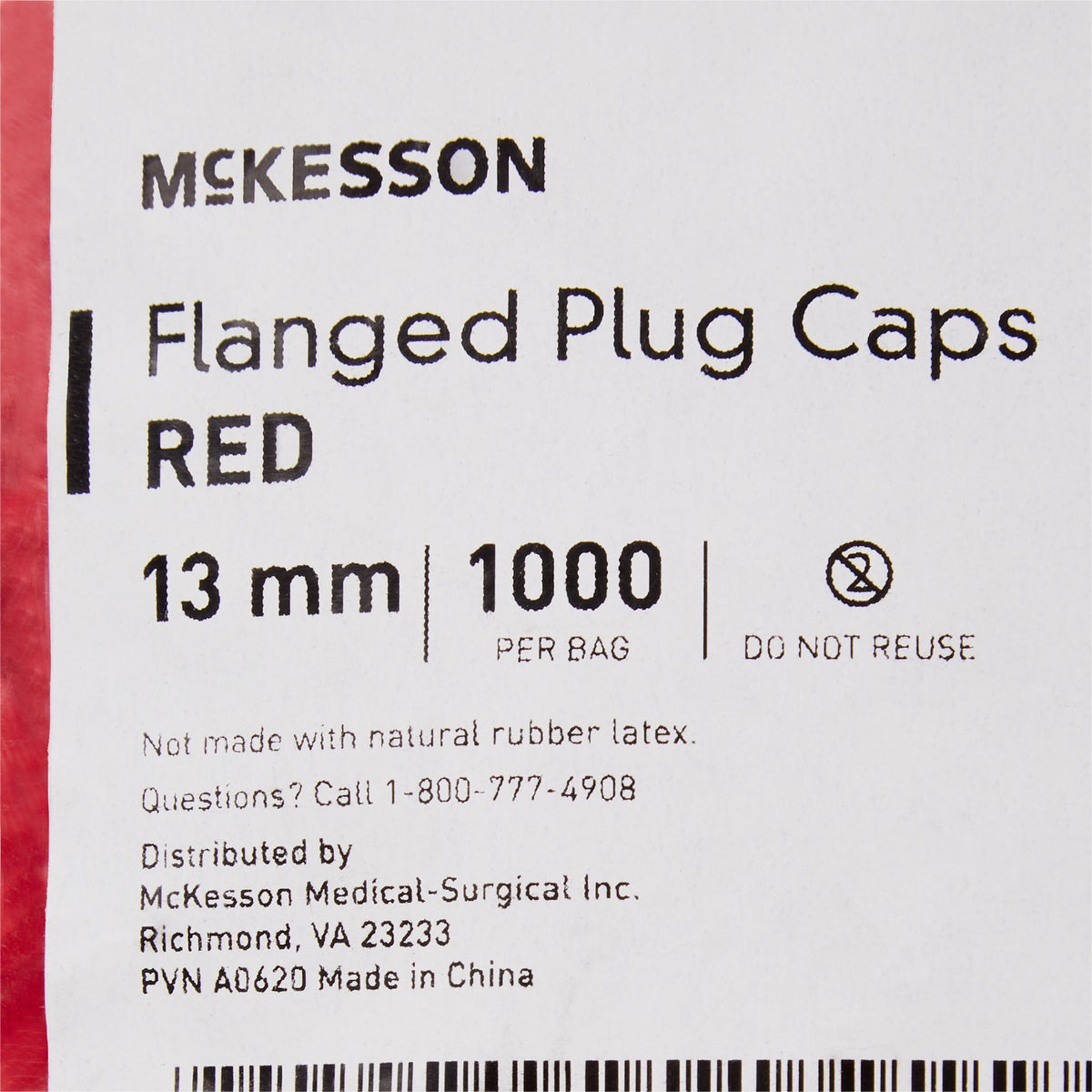 McKesson Red Tube Closure for use with 13 mm Blood Drawing Tubes, Glass Test Tubes, Plastic Culture Tubes