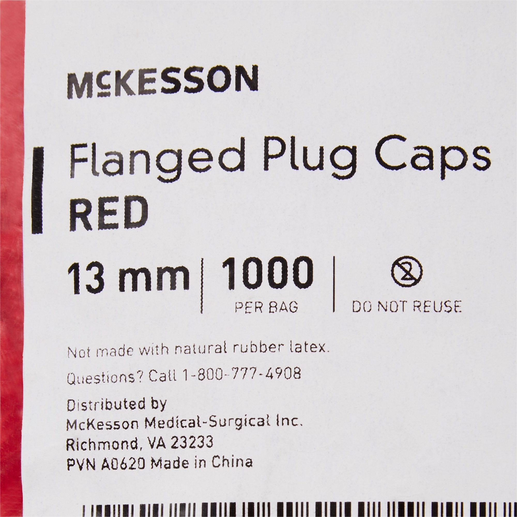 McKesson Red Tube Closure for use with 13 mm Blood Drawing Tubes, Glass Test Tubes, Plastic Culture Tubes