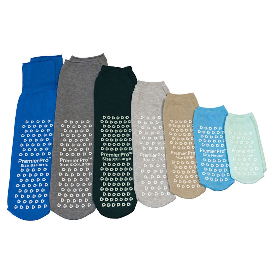 Slipper Socks PremierPro™ Unisex Adult X-Large Single Tread Single Patient Use Gray