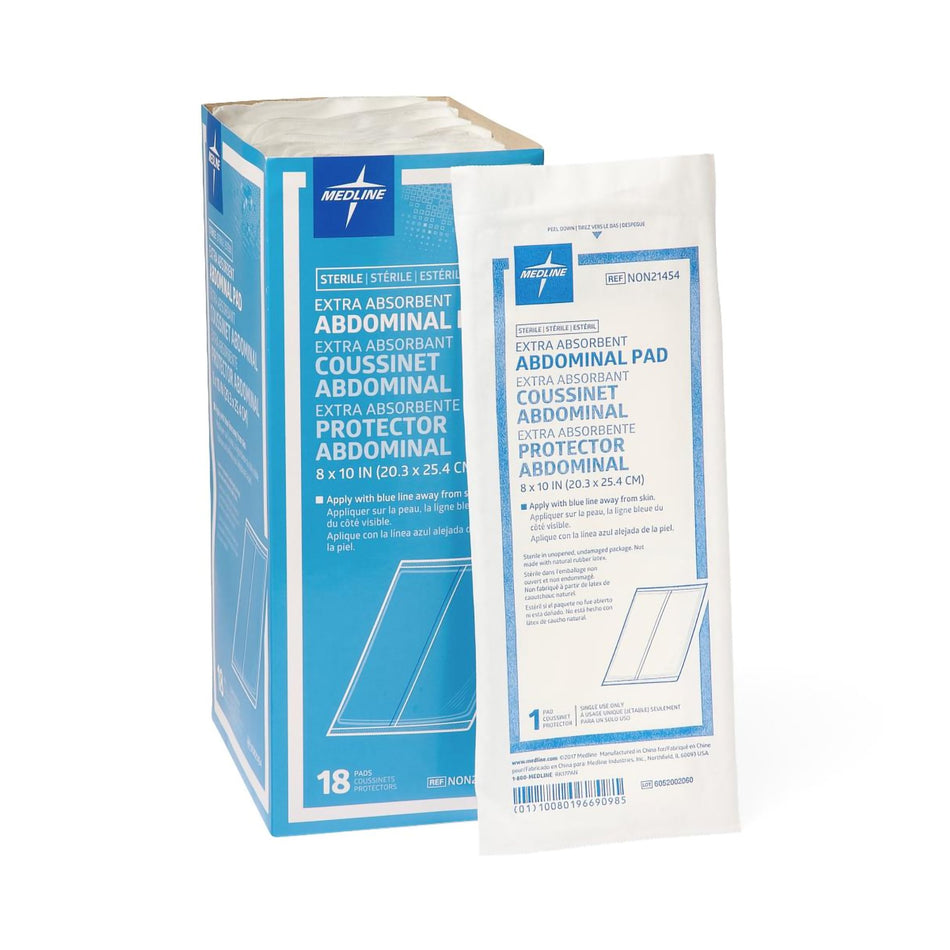 Abdominal Pad Medline 8 X 10 Inch 1 per Pack Sterile Rectangle