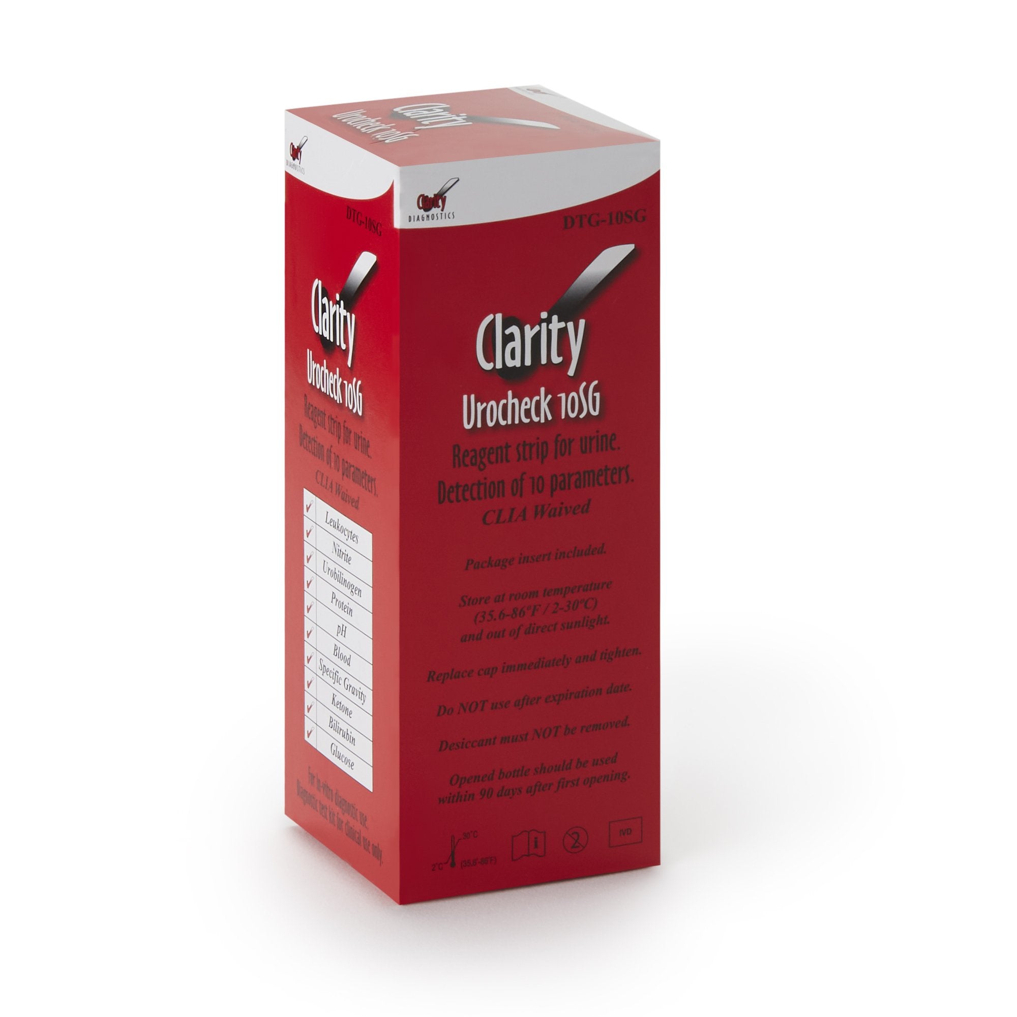 Urinalysis Reagent Clarity® Bilirubin, Blood, Glucose, Ketone, Leukocytes, Nitrite, pH, Protein, Specific Gravity, Urobilinogen For Visual Read