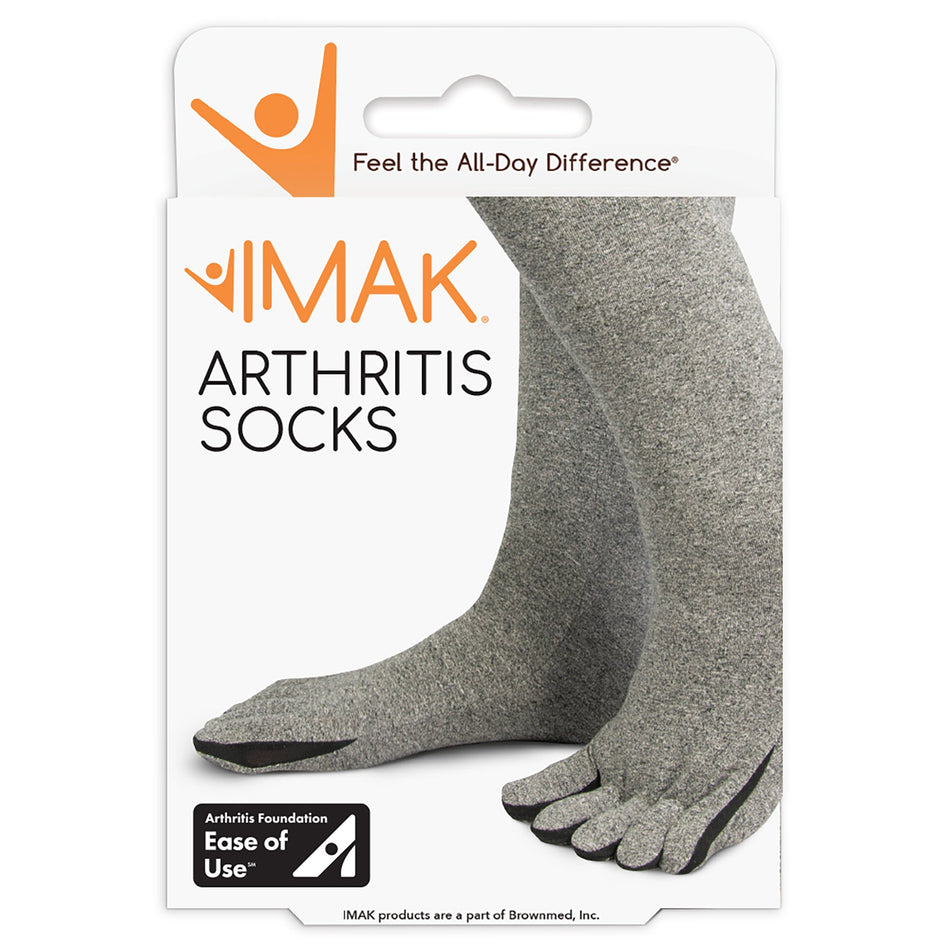Arthritis Socks IMAK® Compression Calf High Medium Gray Closed Toe