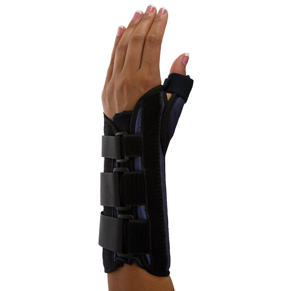 Wrist Brace with Thumb Spica Premier® Aluminium / Foam / Nylon / Plastic / Polyester Left Hand Black Small