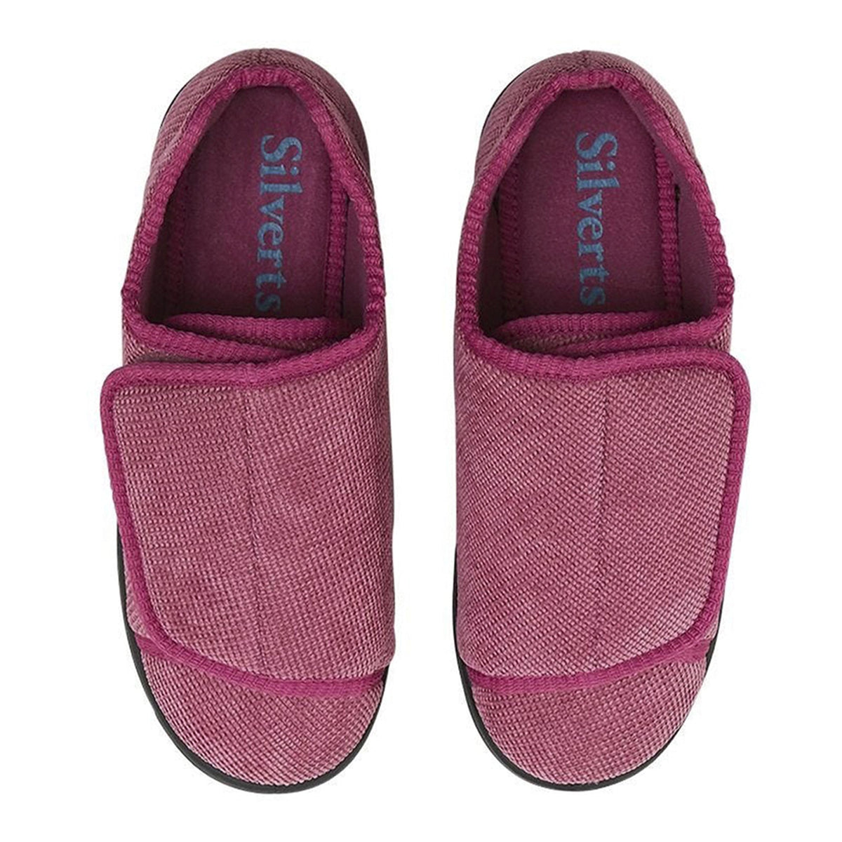 Silverts® Women's Double Extra Wide Easy Closure Slippers, Dusty Rose, Size 8