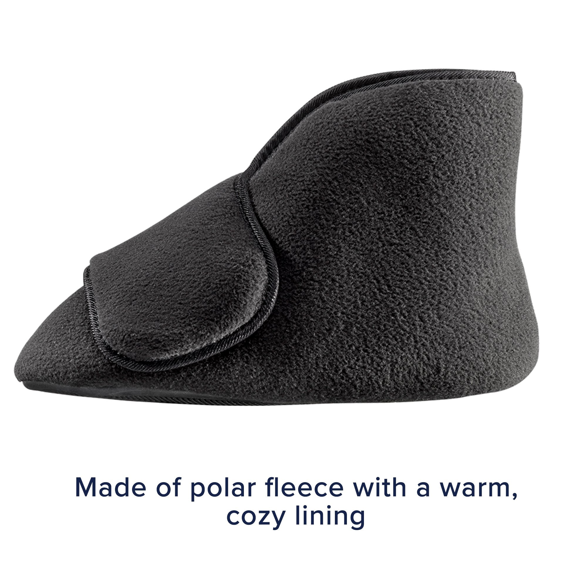 Diabetic Bootie Slippers Silverts® Unisex Adult 2X-Large / X-Wide Hard Sole Single Patient Use Black