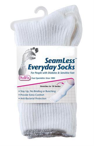 Diabetic Socks SeamLess™ Calf High Medium / Large White Closed Toe