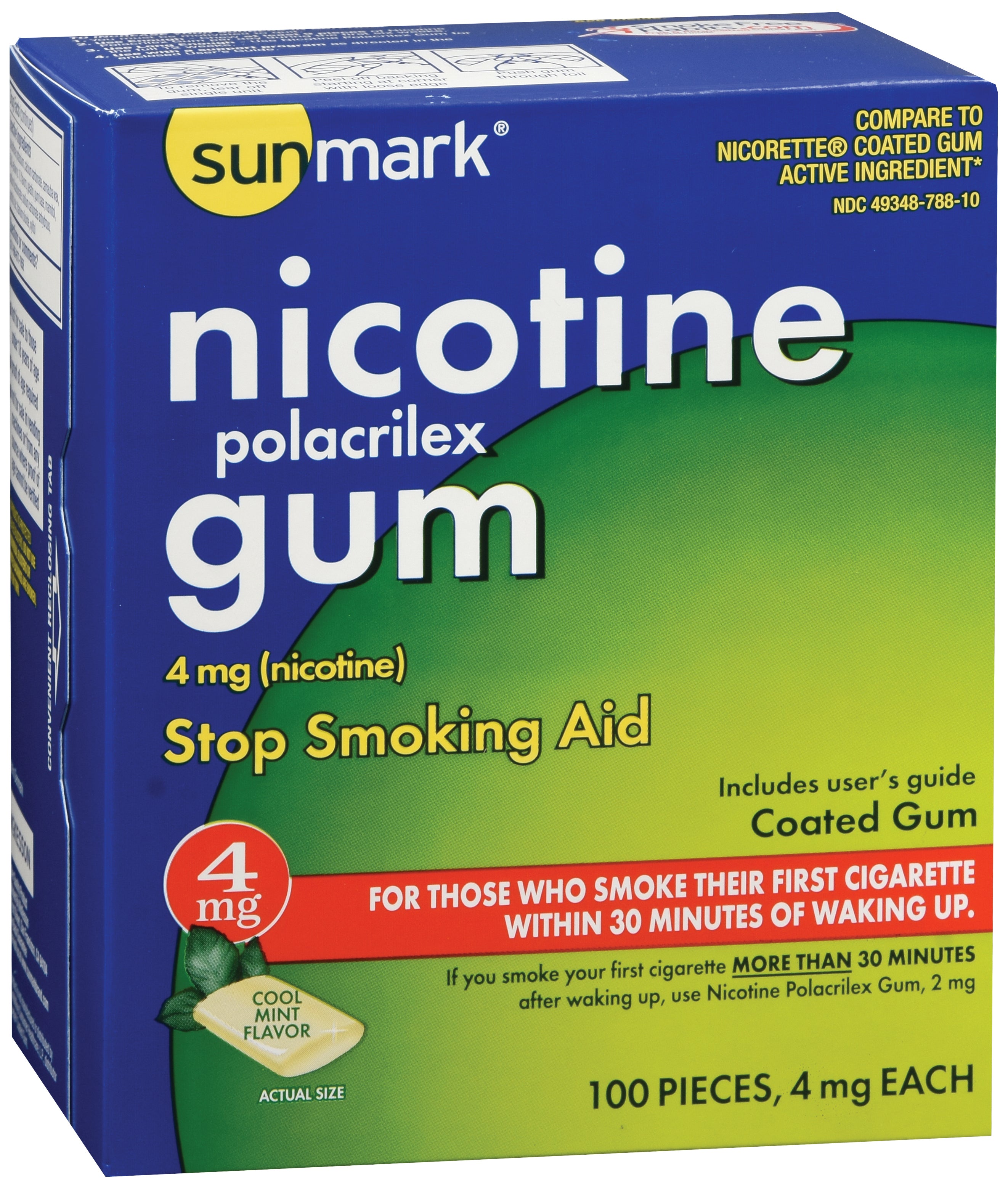 sunmark® Nicotine Polacrilex Gum 4 mg Cool Mint Flavor