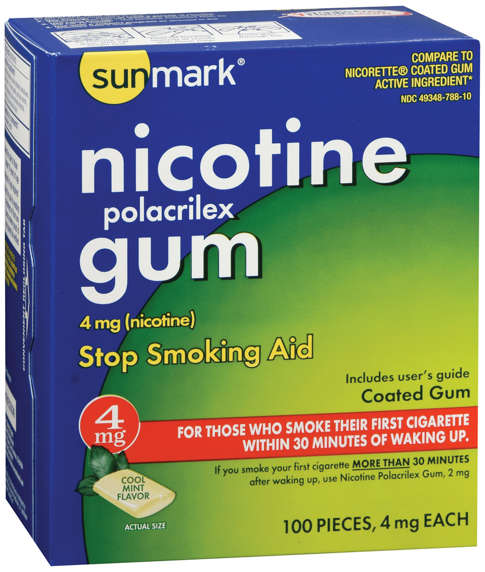 sunmark® Nicotine Polacrilex Gum 4 mg Cool Mint Flavor