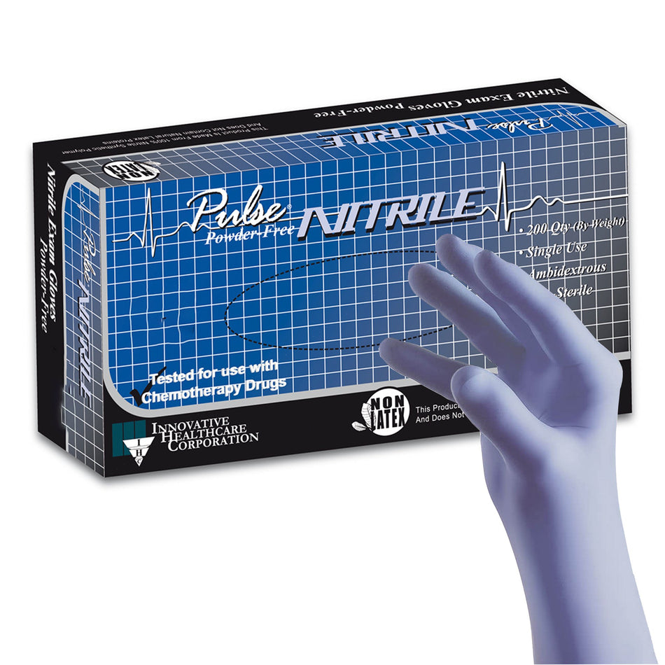 Exam Glove Pulse® Nitrile Small NonSterile Nitrile Standard Cuff Length Textured Fingertips Aqua Blue Chemo Tested