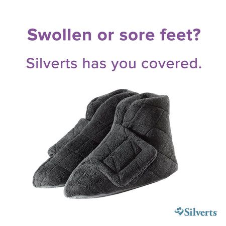 Bootie Slippers Silverts® Female Adult Small / X-Wide Hard Sole Single Patient Use Black