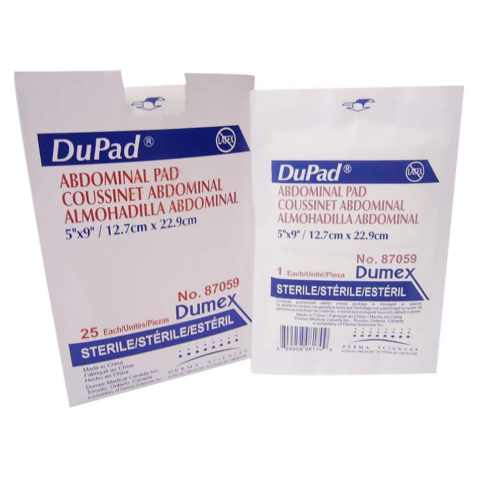 Abdominal Pad DuPad 5 X 9 Inch 1 per Pack Sterile 1-Ply Rectangle