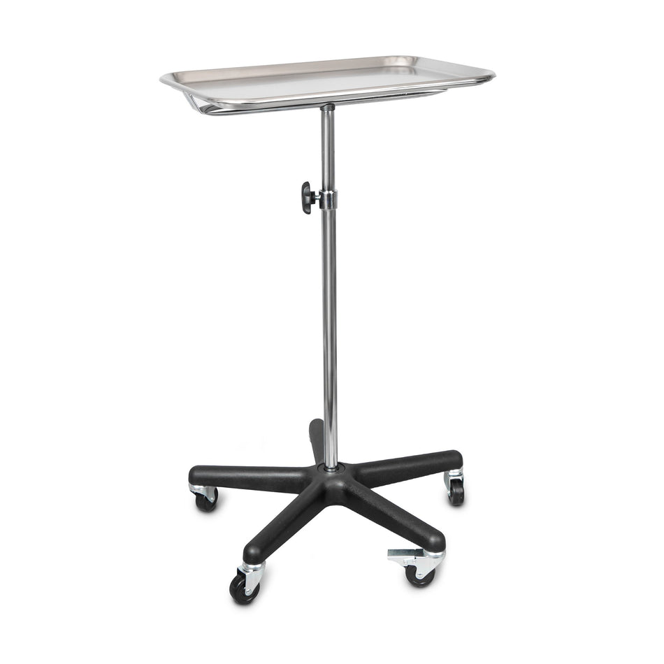 Mobile Instrument Stand Tech-Med Hand Operated Single Post 5-Leg Base Small Tray