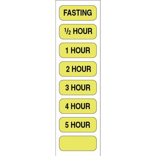 Pre-Printed Label pdc® Auxiliary Label Fluorescent Yellow Paper Fasting/1/2 Hour/1 Hour/2 Hour/3 Hour/4 Hour/5 Hour Black Safety and Instructional 1/2 X 1-1/4 Inch