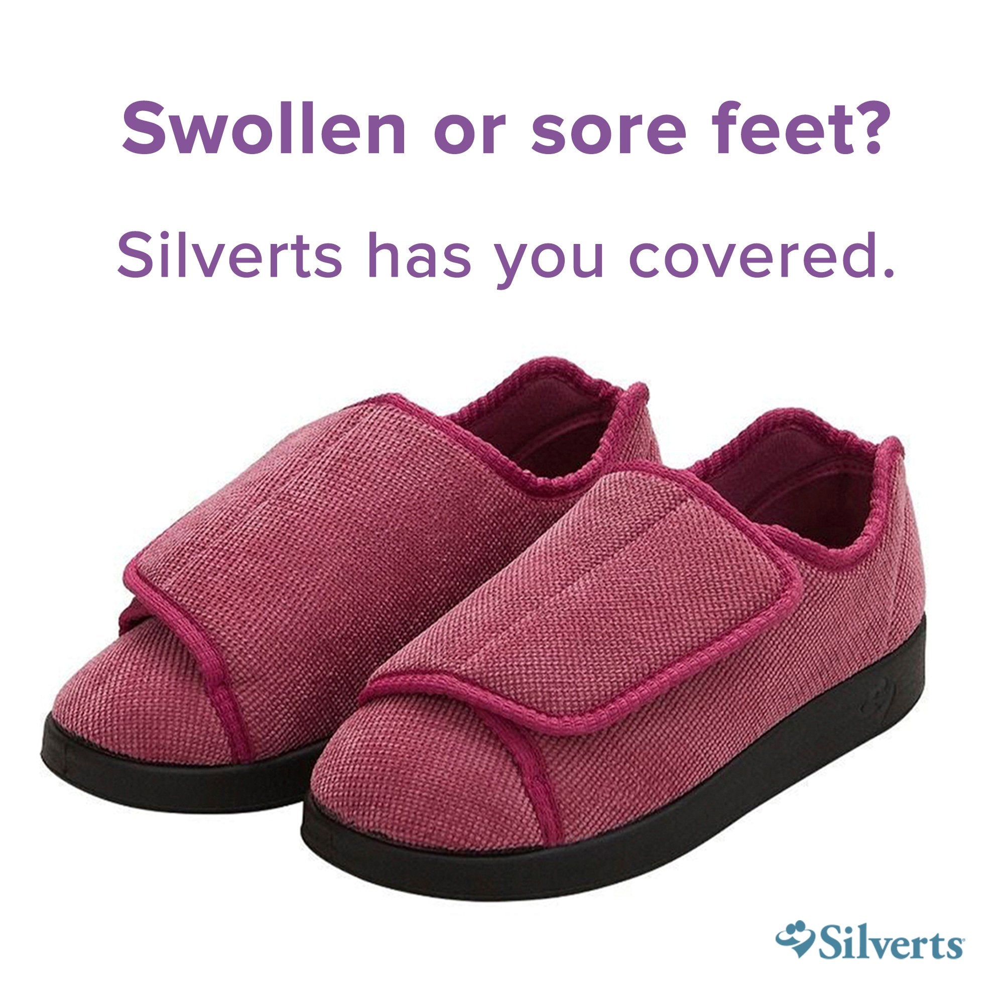 Silverts® Women's Double Extra Wide Easy Closure Slippers, Dusty Rose, Size 11
