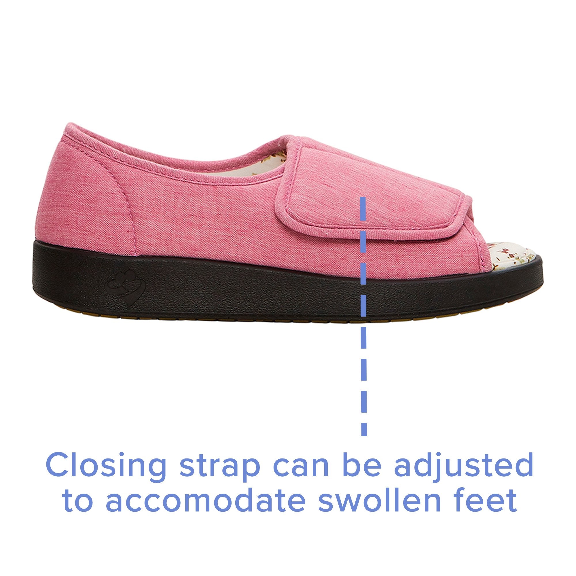 Silverts® Hook and Loop Closure Shoe, Size 8, Misty Rose