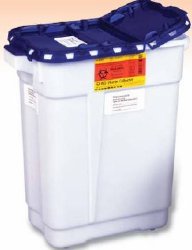 Pharmaceutical Waste Container Recykleen™ White Base 18-1/2 X 17-3/4 X 11-3/4 Inch Vertical Entry 9 Gallon - Needles and S...
