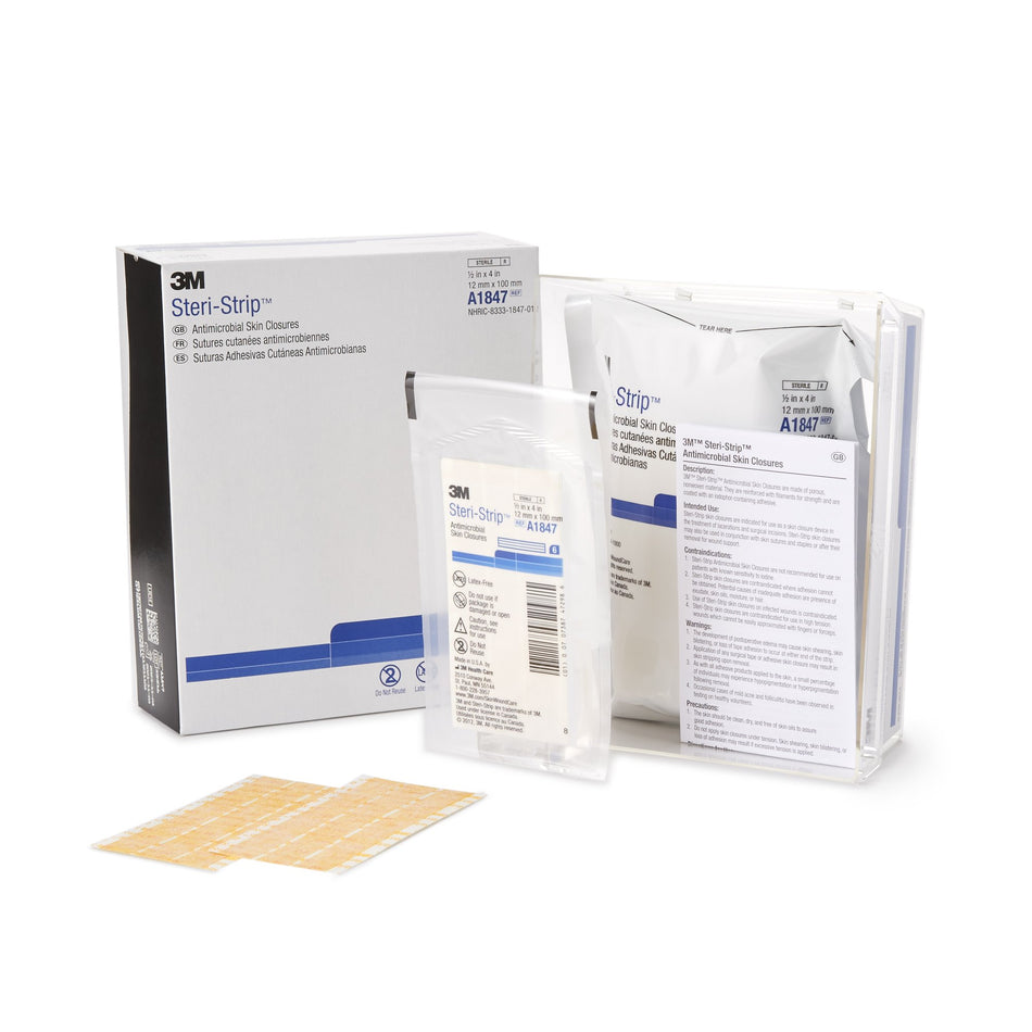 Antimicrobial Skin Closure Strip Steri-Strip™ Antimicrobial 1/2 X 4 Inch Nonwoven Material Reinforced Strip Tan