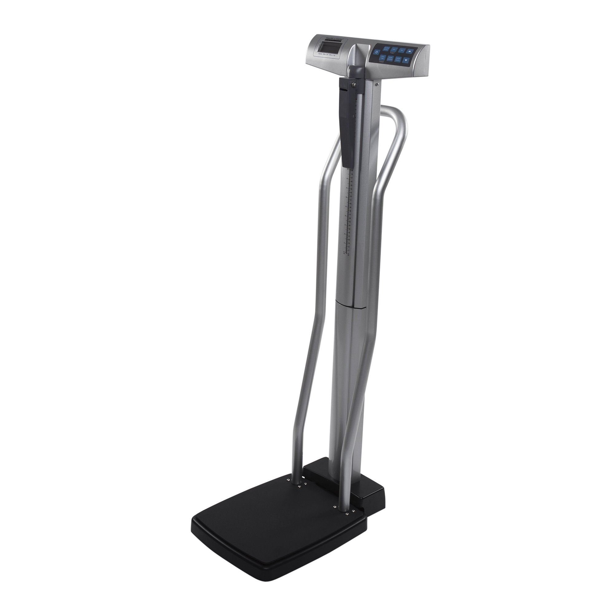 Physician Scale with Height Rod Health O Meter® Digital Display 660 lbs. / 300 kg Capacity Chrome / Gray Battery Operated