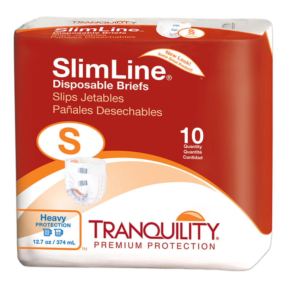 Unisex Adult Incontinence Brief Tranquility® Slimline® Small Disposable Heavy Absorbency
