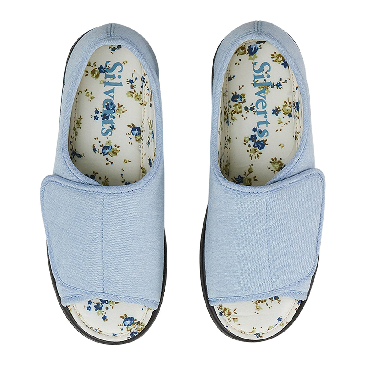 Silverts® Women's Indoor/Outdoor Extra Wide Open Toe Shoes, Denim, Size 11