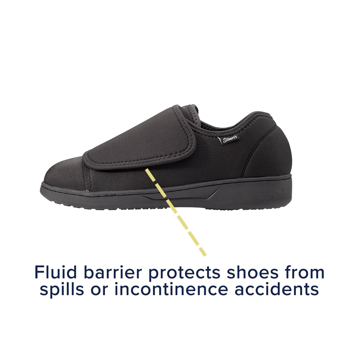 Silverts® Ultra Comfort Flex Hook and Loop Closure Shoe, Size 9, Black
