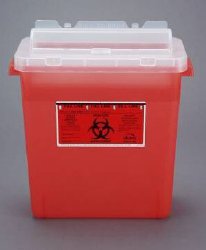 Sharps Container Bemis™ Sentinel Translucent Red Base 15 H X 13-7/8 L X 6-7/8 W Inch Horizontal Entry 3 Gallon